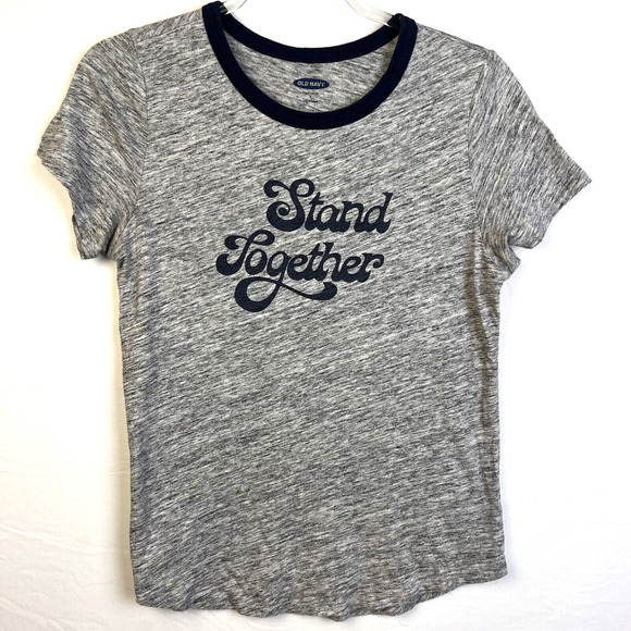 Old Navy Stand Together Retro T Shirt Women's Small Gray Casual Top Graphic Tee - Picture 1 of 8
